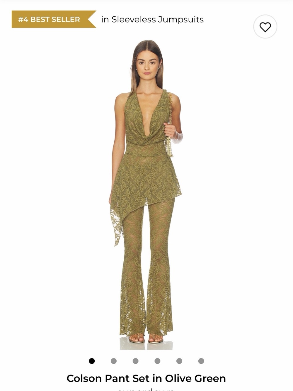 superdown Olive Green Lace Boot Flare Pant Set